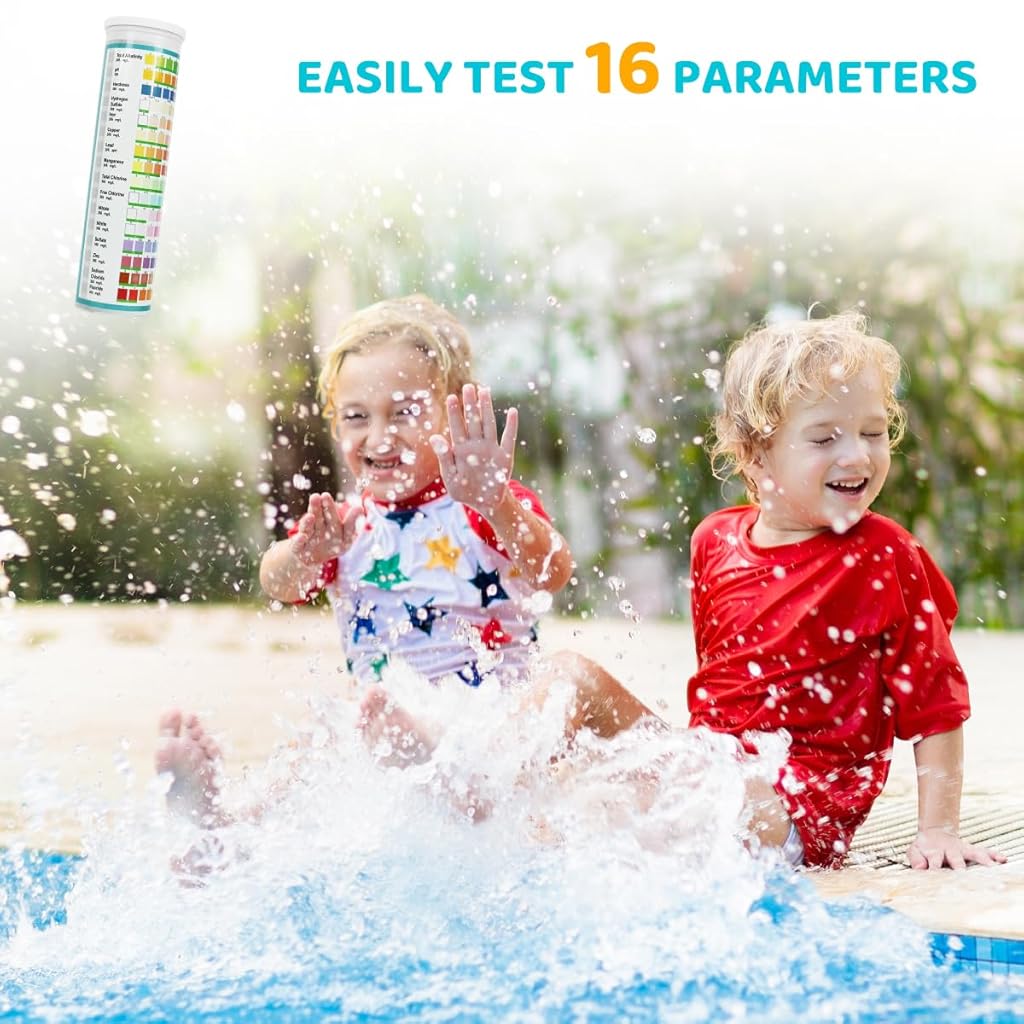 HASTHIP® 125-Count Water Testing Strips, 17 in 1 Water Qulity Test Strips for Swimming Pool Aquarium Test Strips Freshwater Saltwater Test Strips for Total Alkali Cyanuric Acid Residual Chlorine, More HASTHIP® 125-Count Water Testing Strips, 17 in 1 Water Qulity Test Strips for Swimming Pool Aquarium Test Strips Freshwater Saltwater Test Strips for Total Alkali Cyanuric Acid Residual Chlorine, More